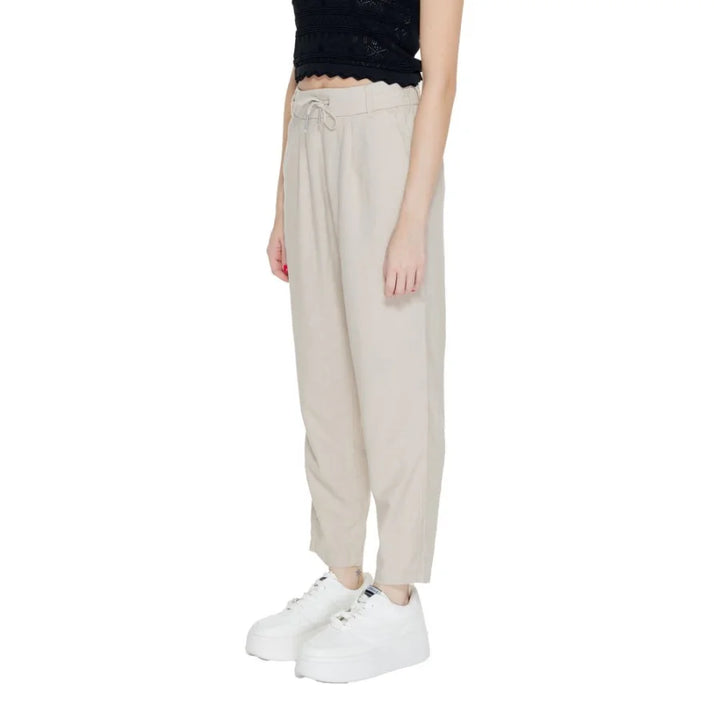 Only Beige Linen Casual Pants