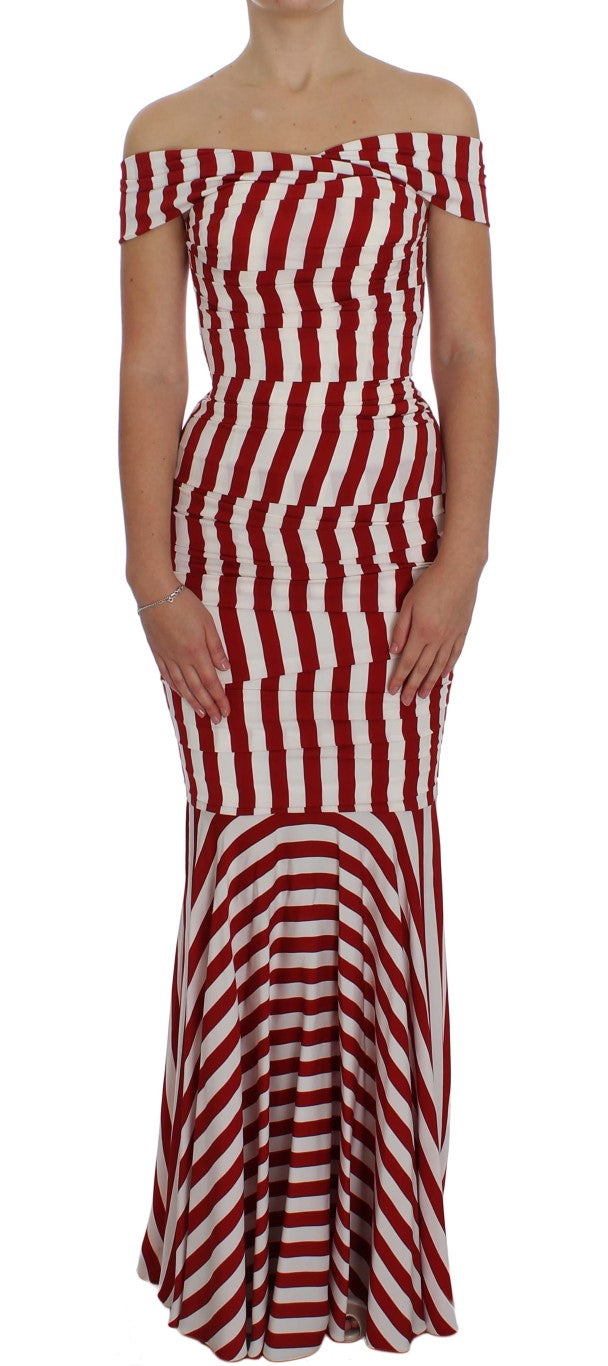 Dolce &amp; Gabbana Red White Silk Stretch Dress women’s dress