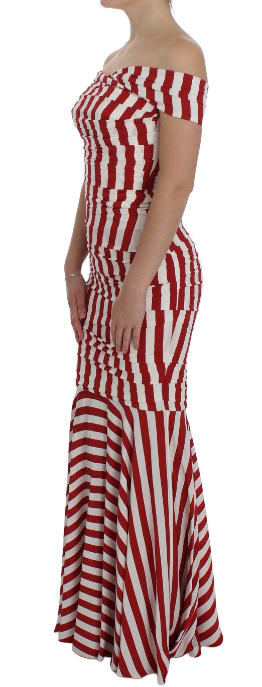 Dolce &amp; Gabbana Red White Silk Stretch Dress women’s dress