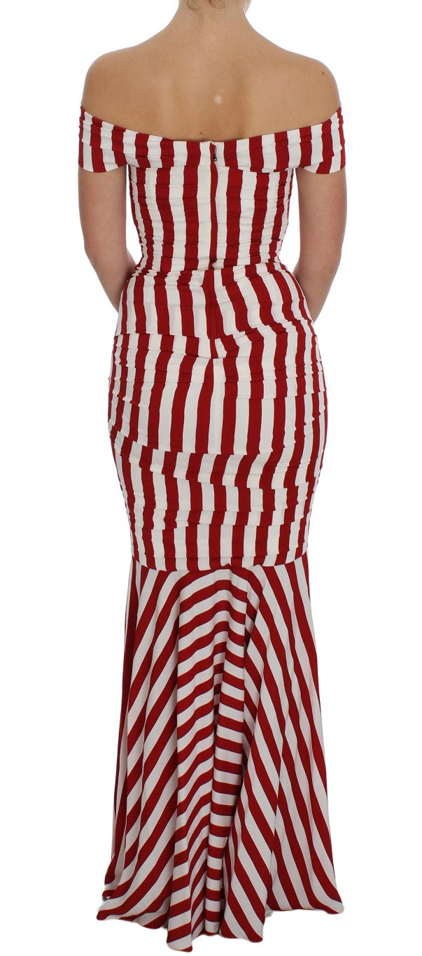 Dolce &amp; Gabbana Red White Silk Stretch Dress women’s dress