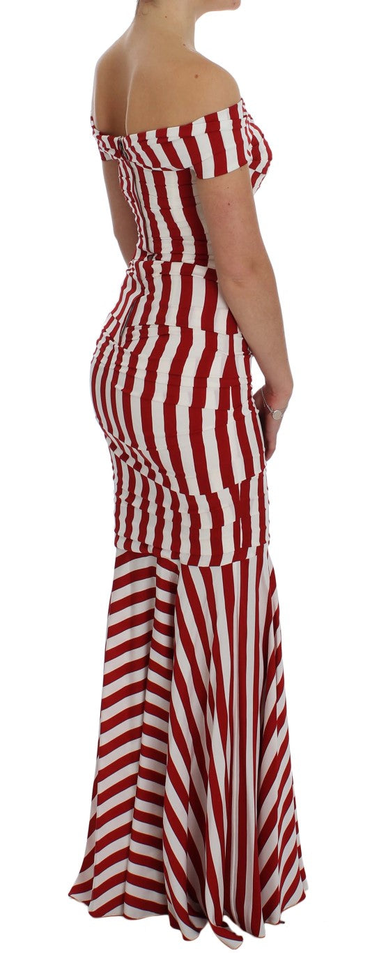 Dolce &amp; Gabbana Red White Silk Stretch Dress women’s dress