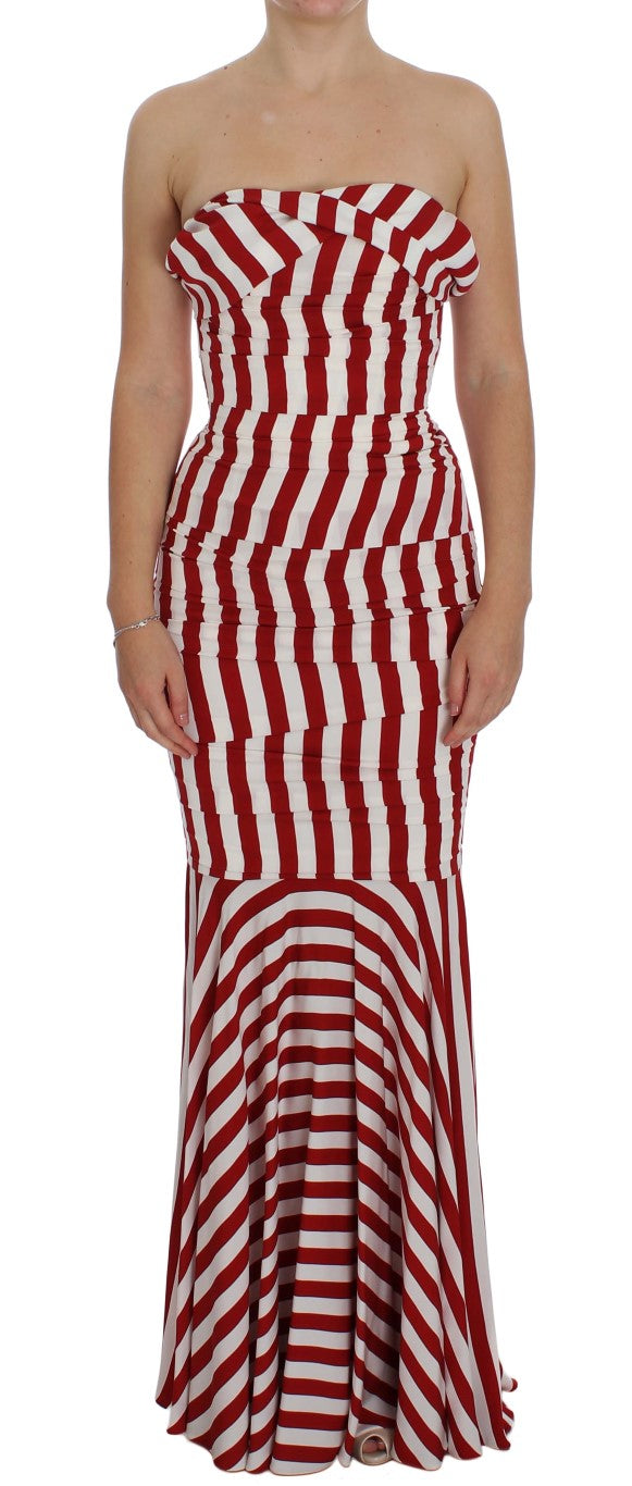 Dolce &amp; Gabbana Red White Silk Stretch Dress women’s dress