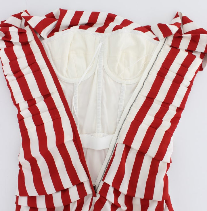 Dolce &amp; Gabbana Red White Silk Stretch Dress women’s dress