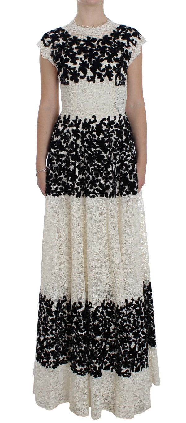 Dolce &amp; Gabbana Floral Lace Ricamo Long Ball Maxi Dress women’s dress
