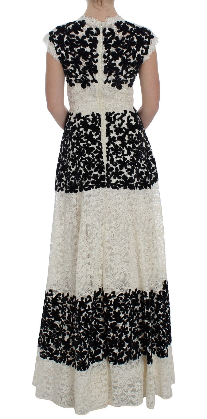 Dolce &amp; Gabbana Floral Lace Ricamo Long Ball Maxi Dress women’s dress