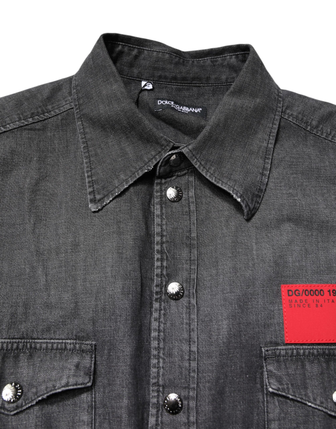 Dolce &amp; Gabbana Gray Long Sleeves Button Down Denim Shirt