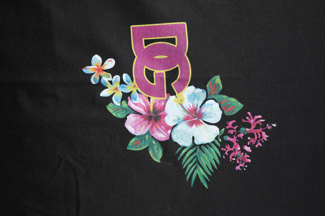 Dolce &amp; Gabbana Black DG Floral Print Crew Neck T-shirt