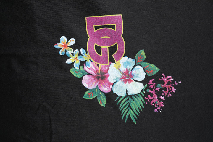Dolce &amp; Gabbana Black DG Floral Print Crew Neck T-shirt