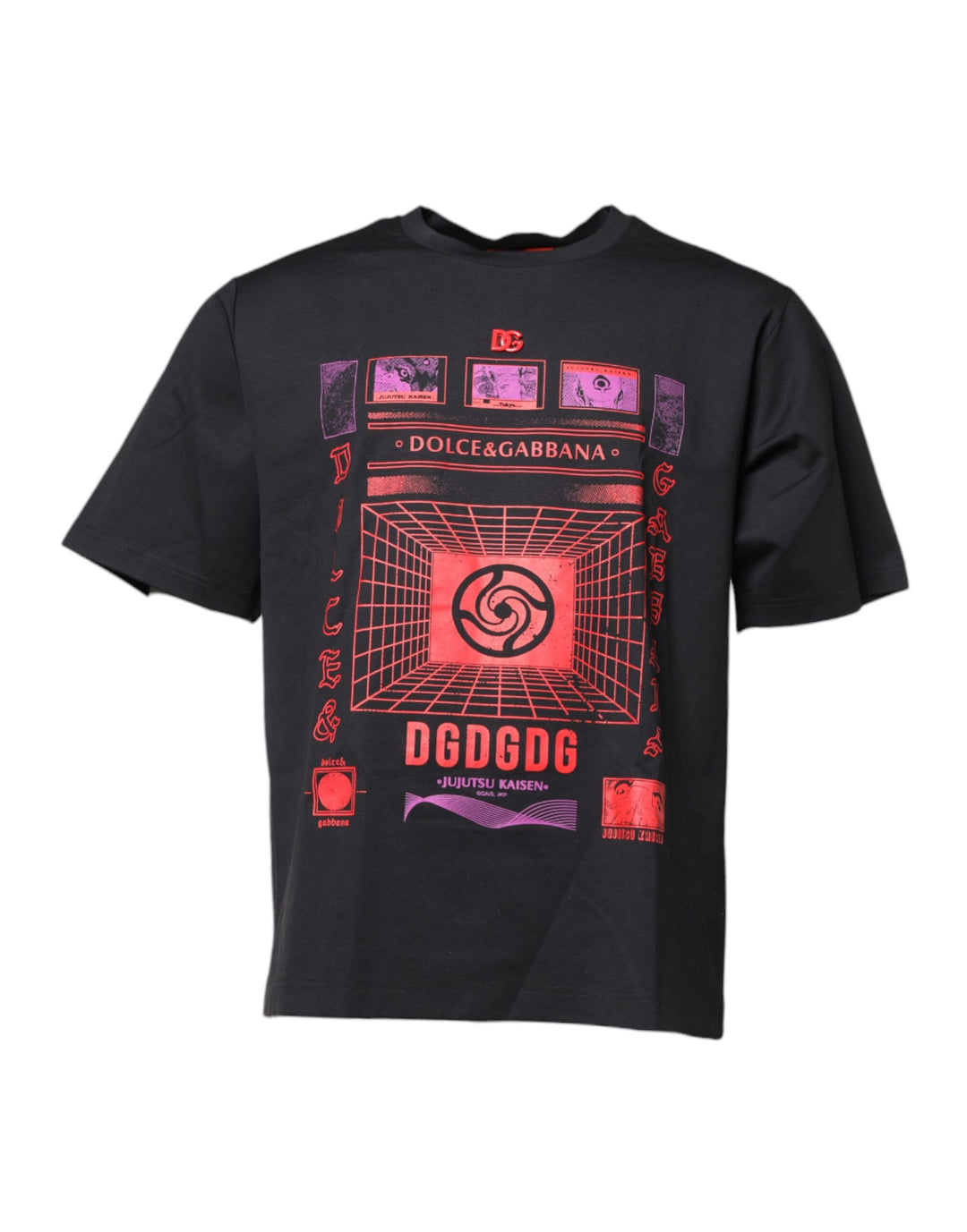 Dolce &amp; Gabbana Black Cotton Graphic Print Crew Neck T-shirt