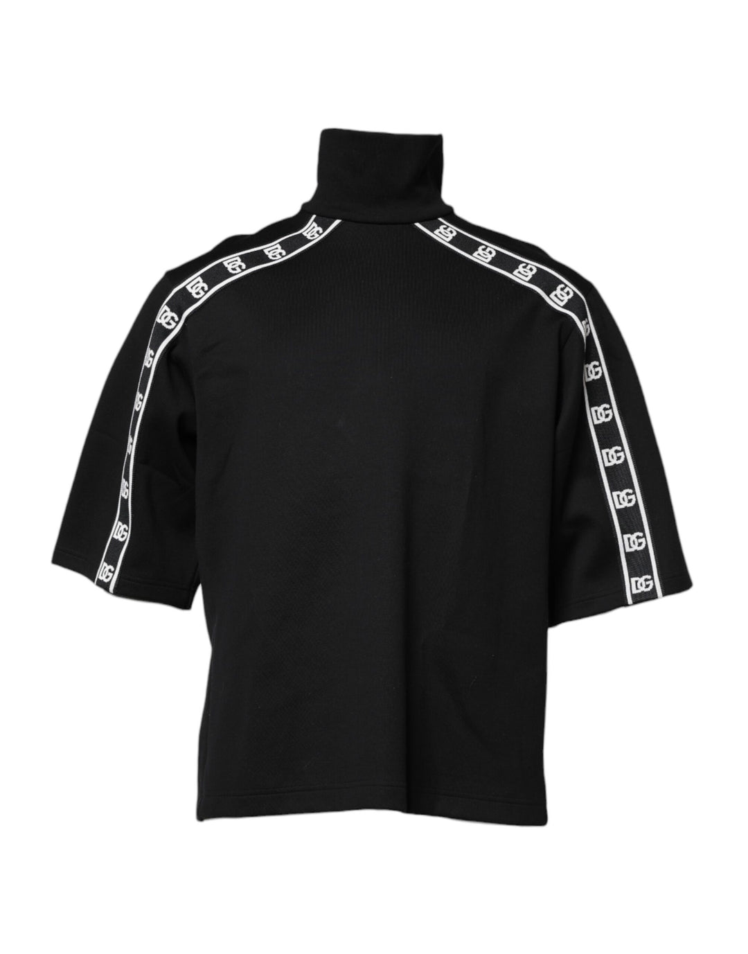 Dolce &amp; Gabbana Black Cotton DG Print Turtleneck T-shirt
