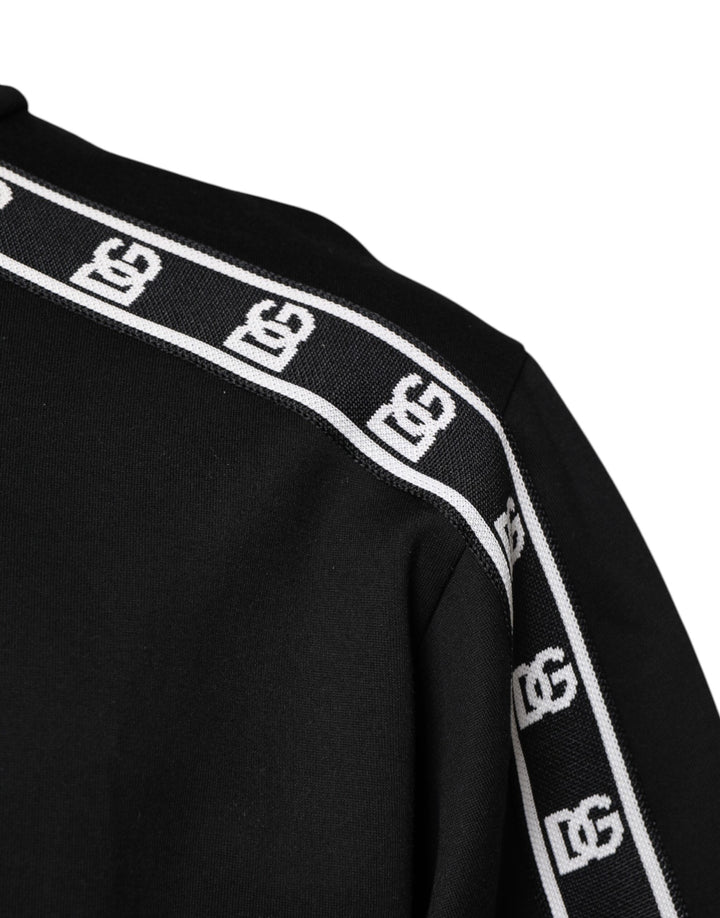 Dolce &amp; Gabbana Black Cotton DG Print Turtleneck T-shirt