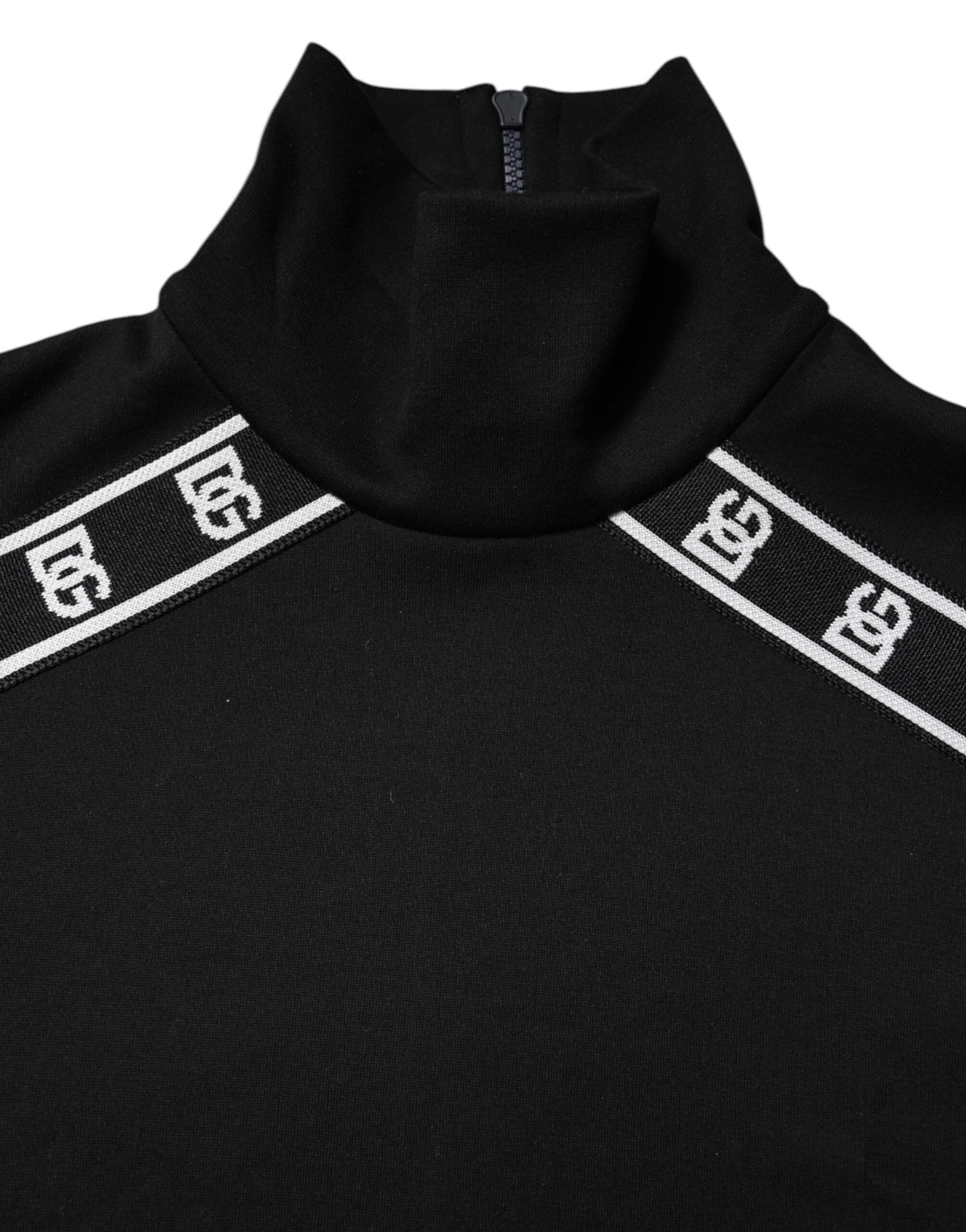 Dolce &amp; Gabbana Black Cotton DG Print Turtleneck T-shirt