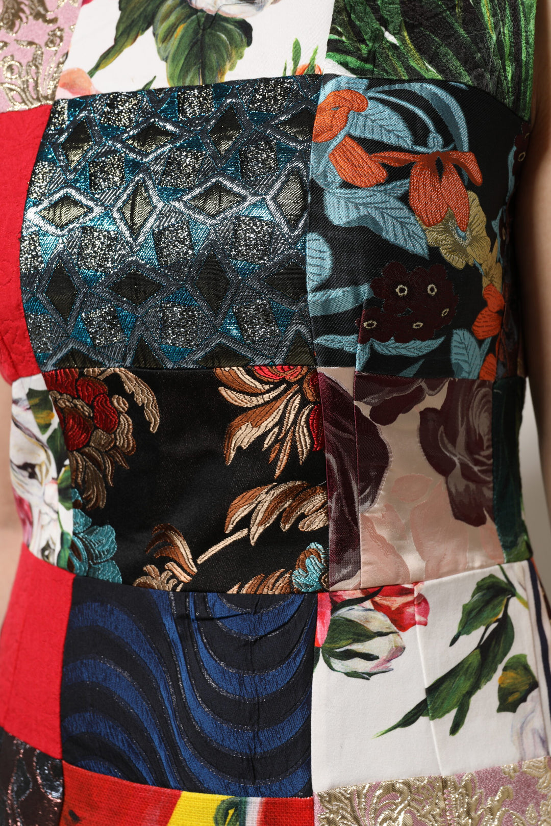 Dolce &amp; Gabbana Multicolor Patchwork Sleeveless Sheath Dress