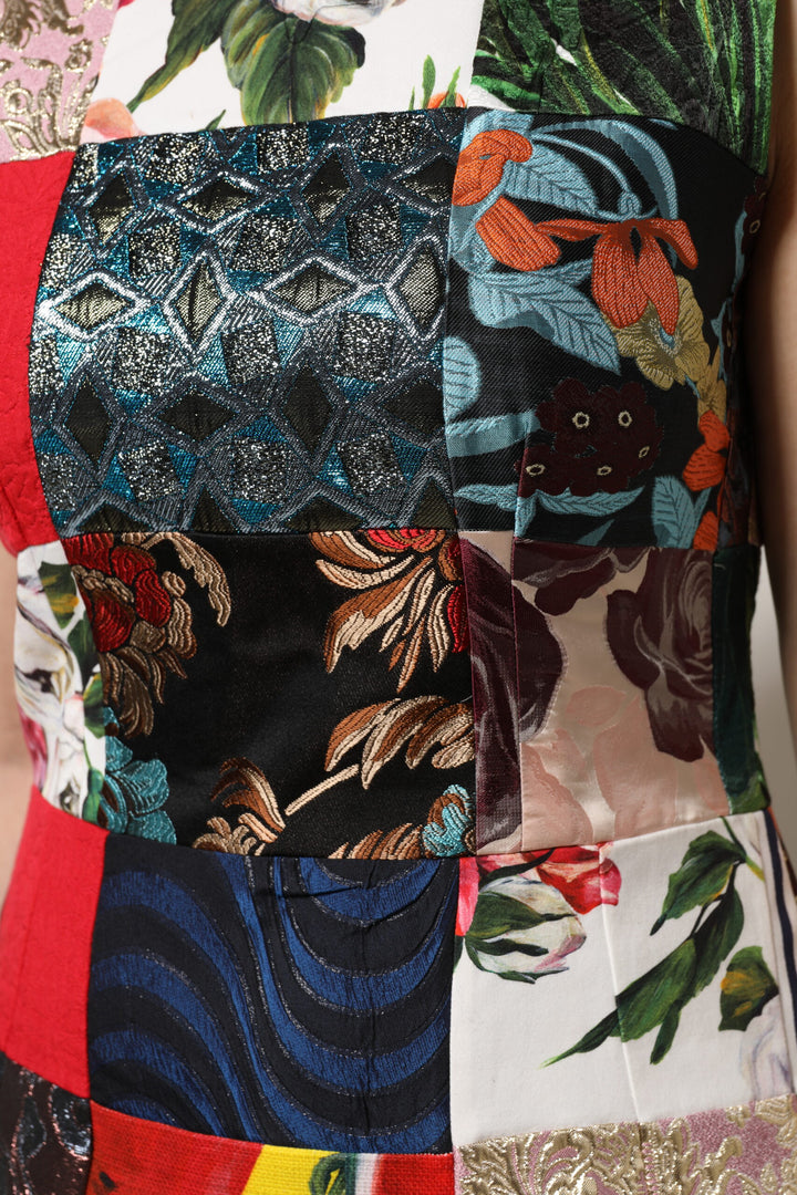Dolce &amp; Gabbana Multicolor Patchwork Sleeveless Sheath Dress