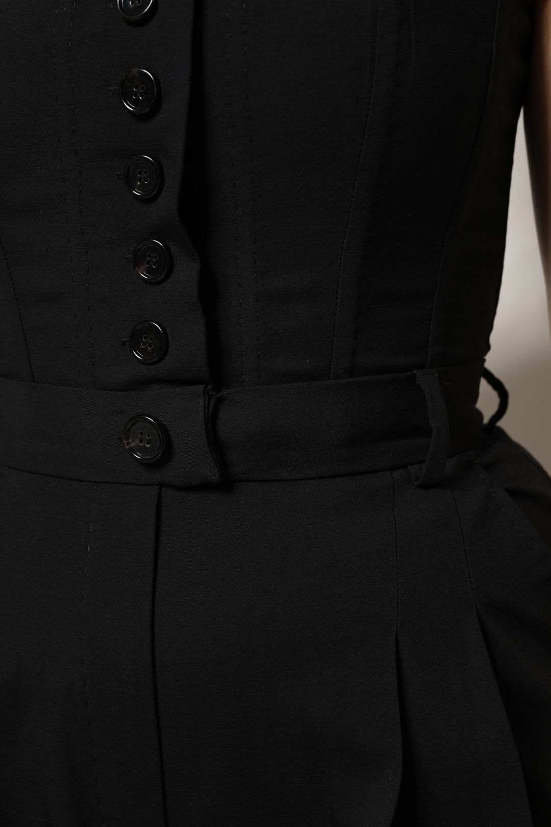 Dolce &amp; Gabbana Black Wool Strapless Romper Jumpsuit Dress