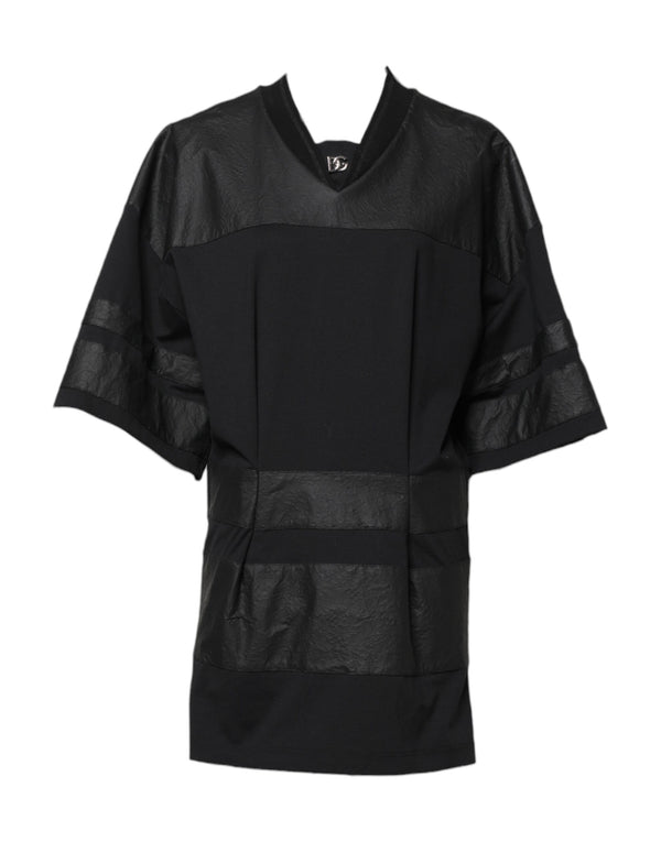 Dolce & Gabbana - Black Cotton Short Sleeves V-neck T-shirt