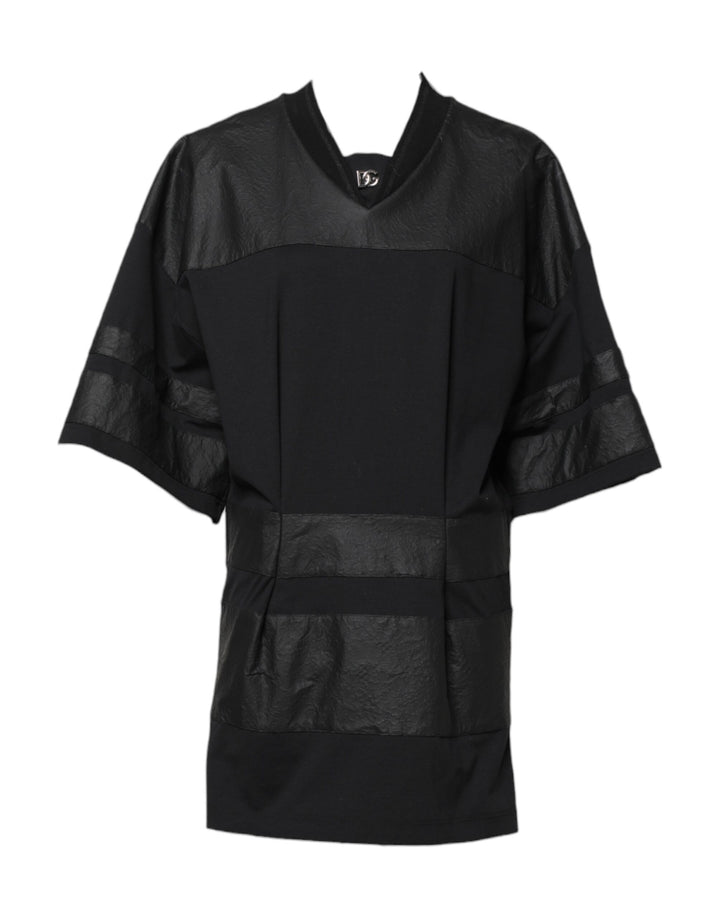 Dolce &amp; Gabbana Black Cotton Short Sleeves V-neck T-shirt