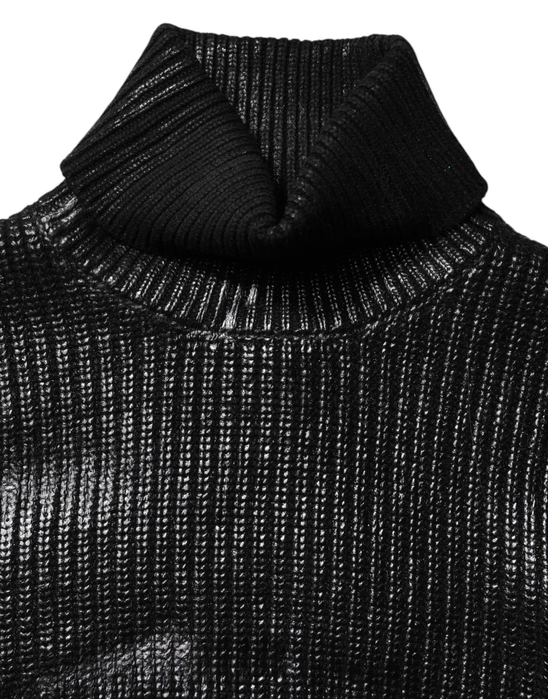 Dolce &amp; Gabbana Black Wool Long Sleeve Turtleneck Cropped Top