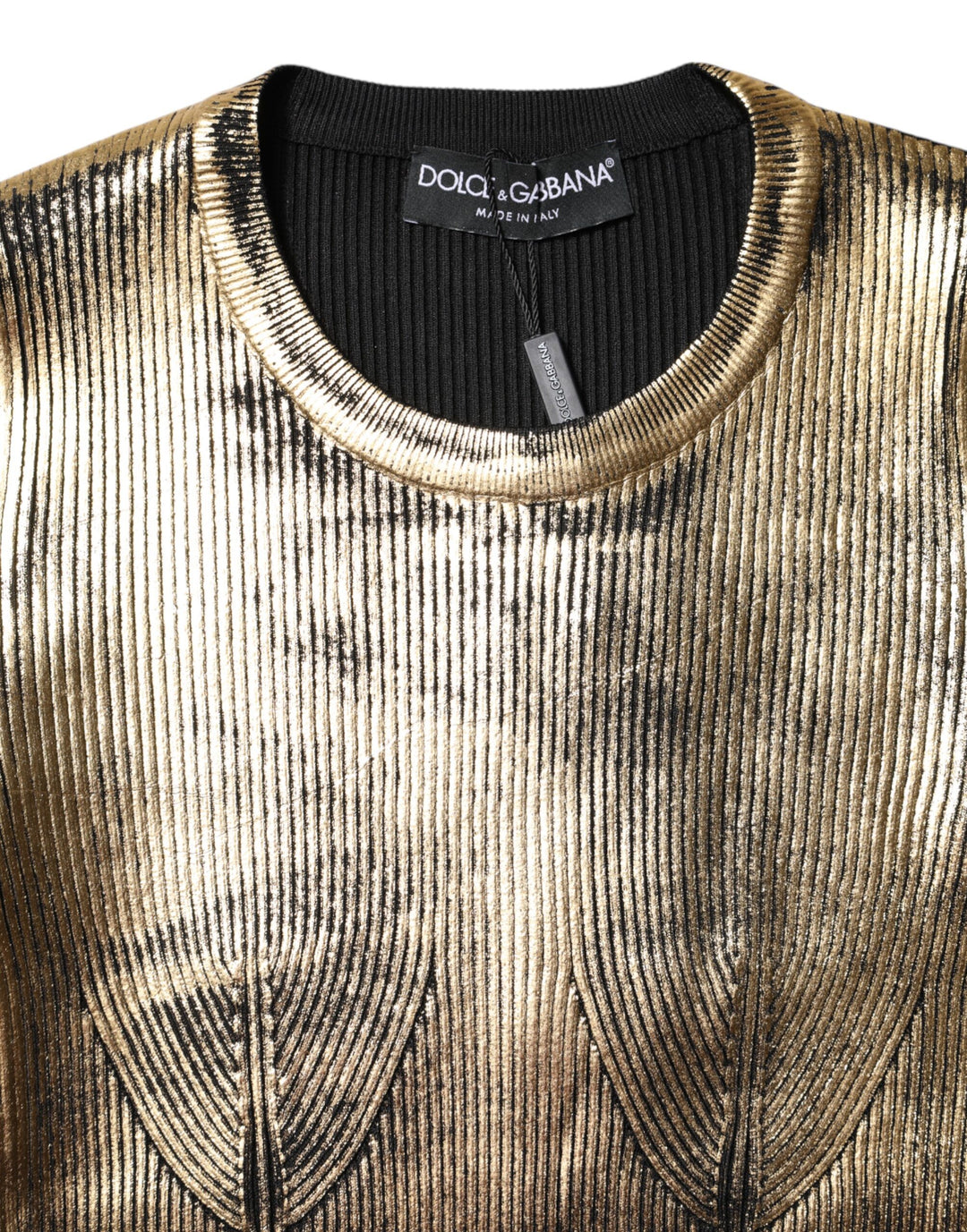 Dolce &amp; Gabbana Gold Round Neck Long Sleeve Pullover Top