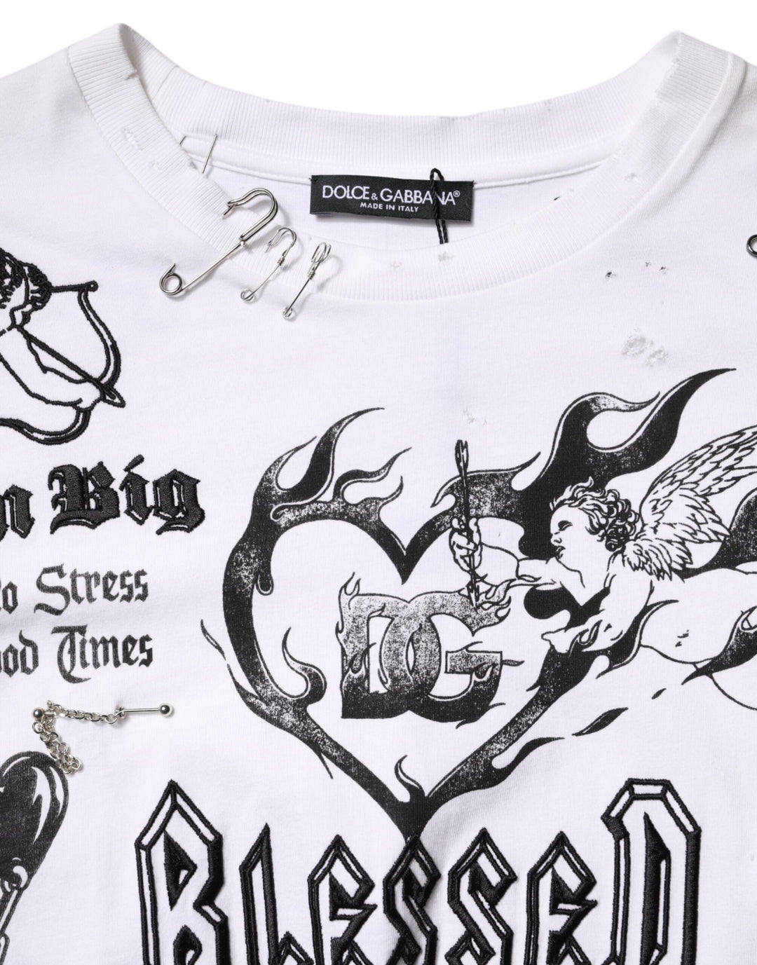 Dolce &amp; Gabbana White Cotton DG BLESSED Printed T-shirt
