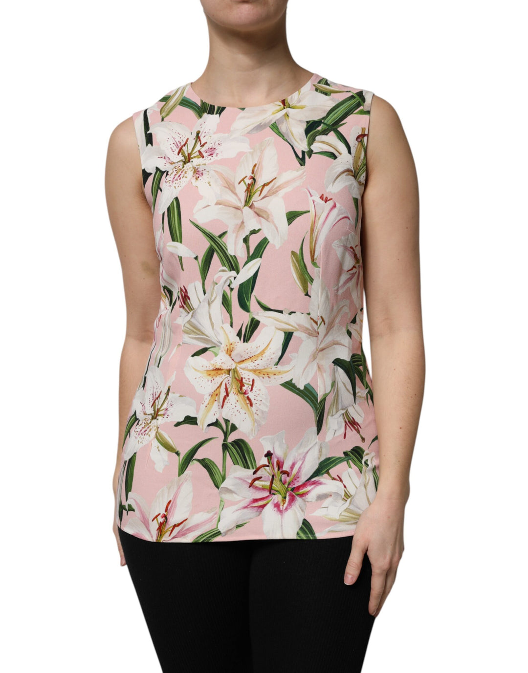 Dolce &amp; Gabbana Multicolor Floral Print Round Neck Tank Top