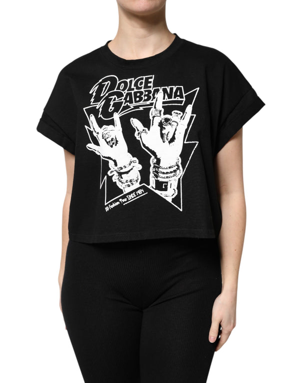 Dolce & Gabbana - Black Cotton Printed Short Sleeves T-shirt