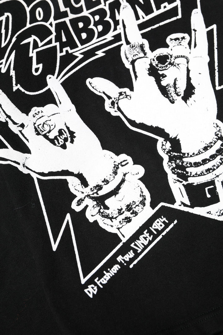 Dolce &amp; Gabbana Black Cotton Printed Short Sleeves T-shirt