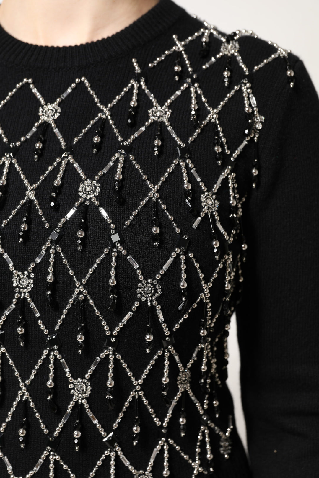 Dolce &amp;amp; Gabbana Haut à manches longues orné de cachemire noir