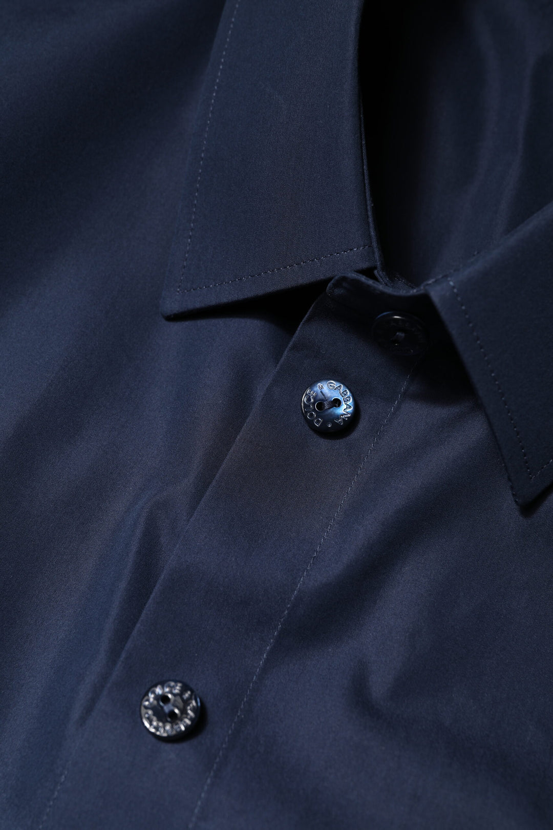 Dolce &amp; Gabbana Blue Cotton Short Sleeves Button Down Top