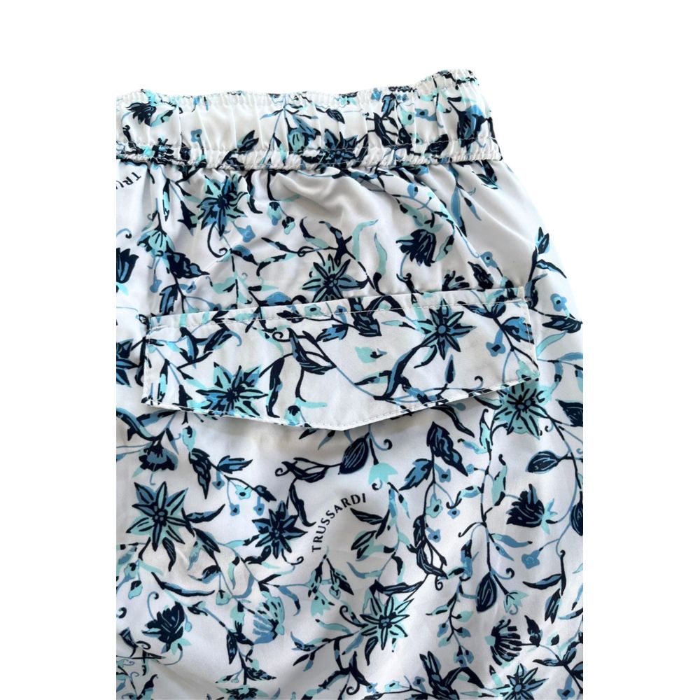 Trussardi Beachwear White Polyester Men Swim Shorts