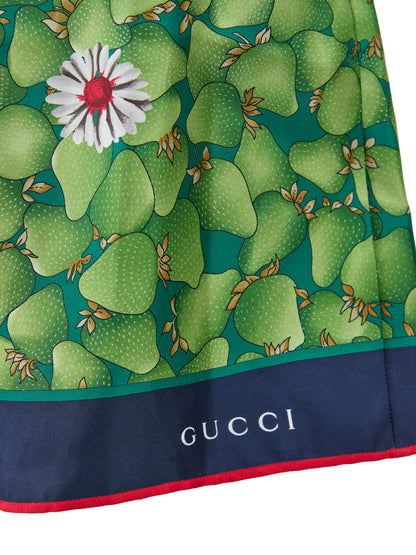 Gucci Green Flower Printed Silk Shorts