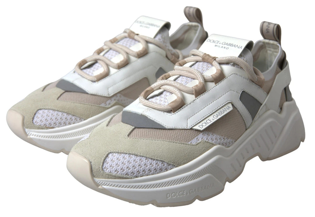 Dolce &amp; Gabbana Sneakers White Beige Leather Sport DAYMASTER Shoes