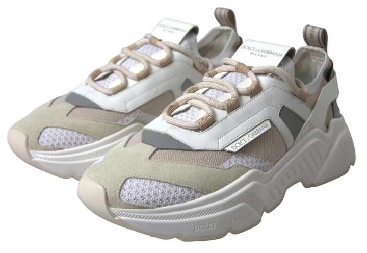 Dolce &amp; Gabbana Sneakers White Beige Leather Sport DAYMASTER Shoes