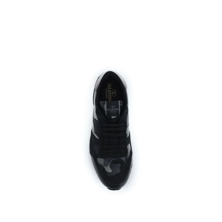 Valentino Garavani Black Calf Leather Bos Taurus Athletic Sneakers
