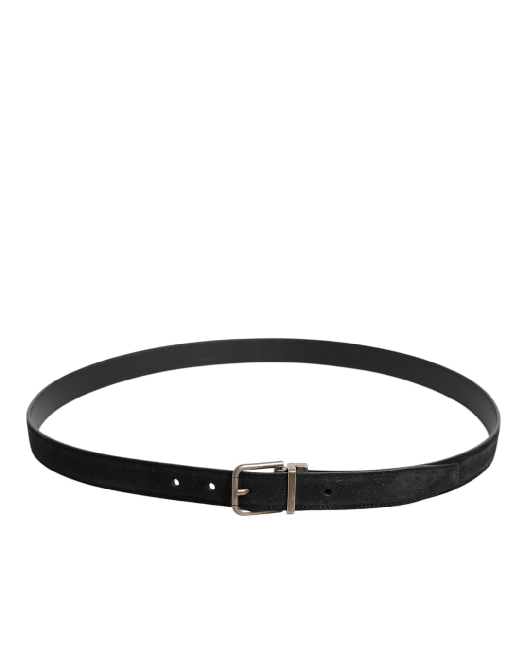 Dolce &amp; Gabbana Black Calf Leather Classic Metal Buckle Belt