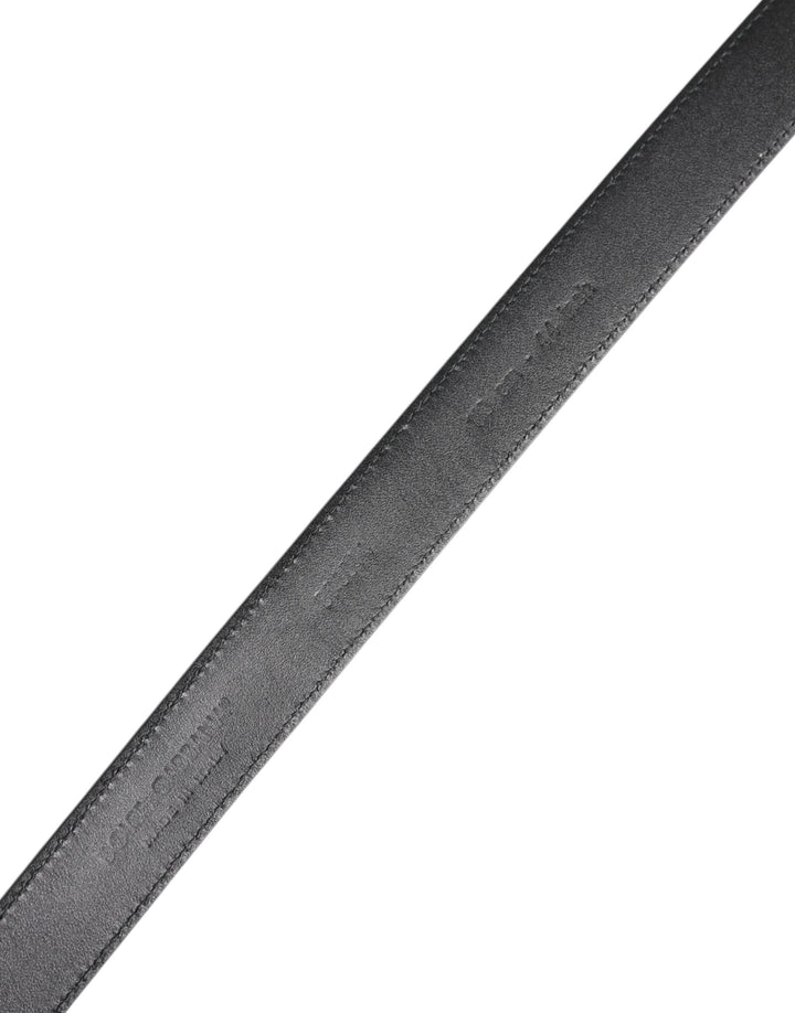 Dolce &amp; Gabbana Black Calf Leather Classic Metal Buckle Belt