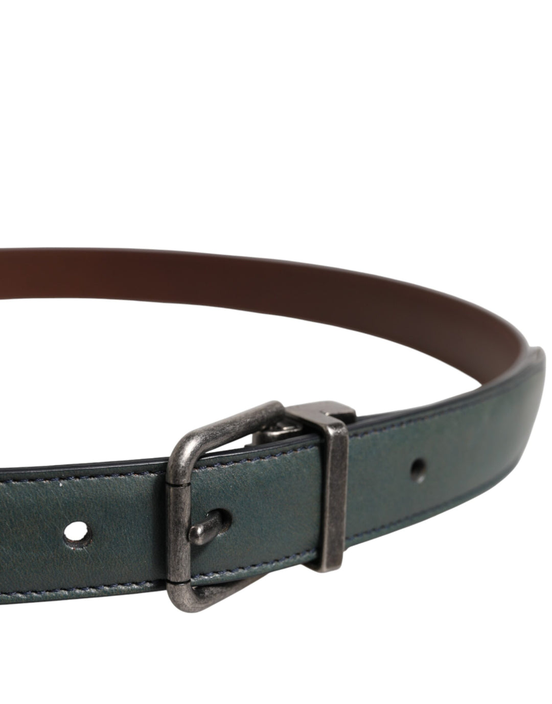 Dolce &amp; Gabbana Green Classic Leather Metal Buckle Belt
