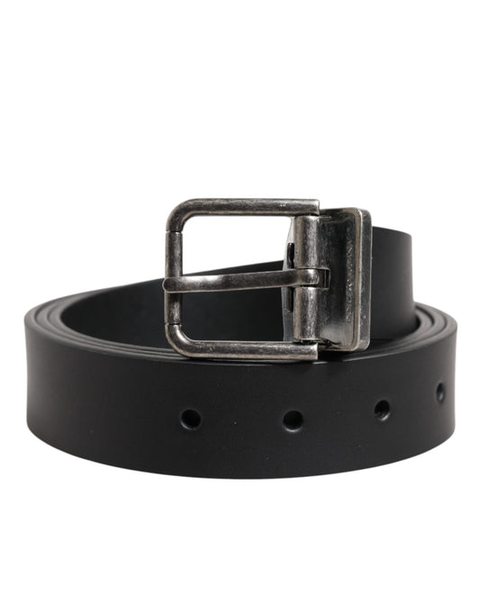 Dolce & Gabbana Black Classic Leather Metal Buckle Belt