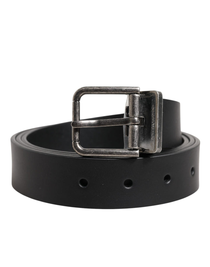 Dolce &amp; Gabbana Black Classic Leather Metal Buckle Belt