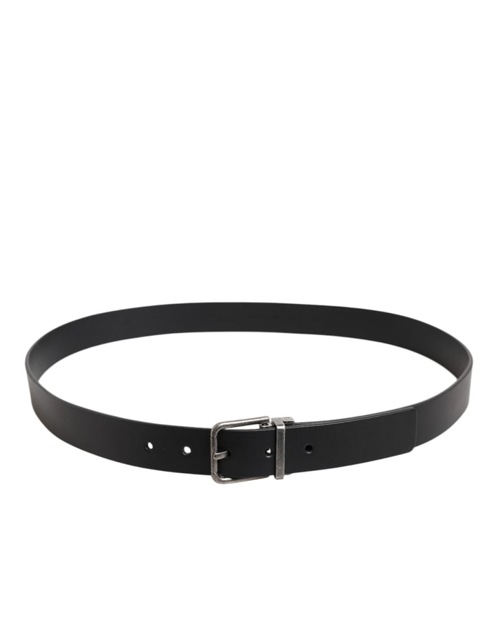 Dolce &amp; Gabbana Black Classic Leather Metal Buckle Belt