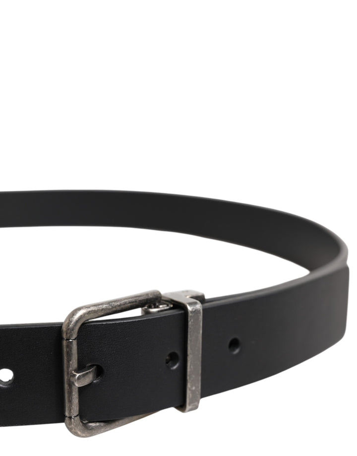 Dolce &amp; Gabbana Black Classic Leather Metal Buckle Belt