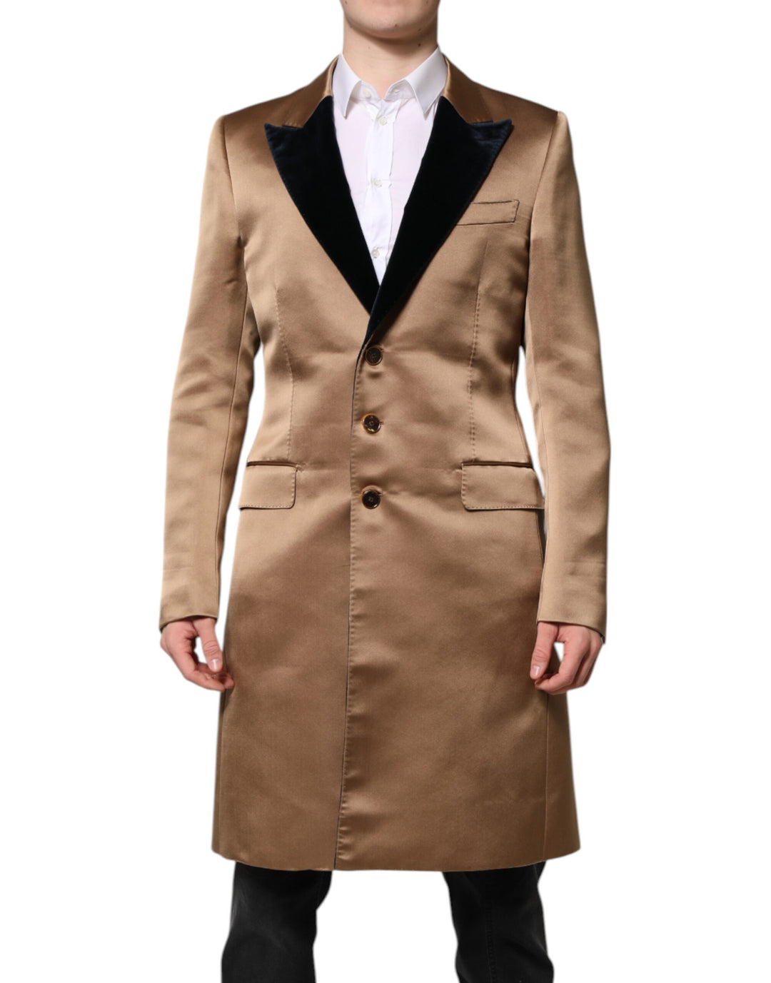 Dolce &amp; Gabbana Brown Silk Single Breasted Trench Coat  Jacket