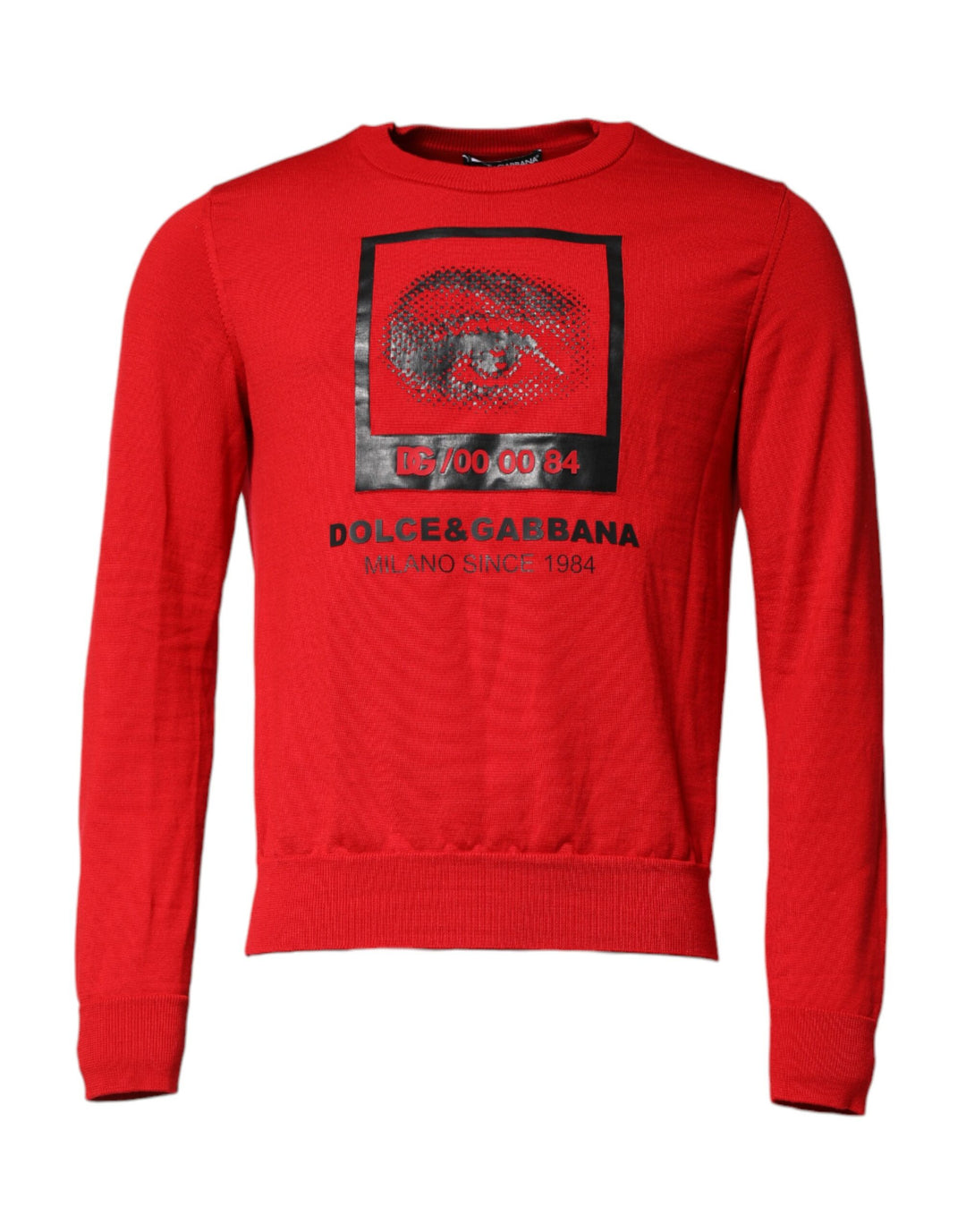 Dolce &amp; Gabbana Red Eye Print Crew Neck Men Pullover Sweater