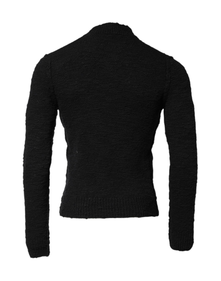Dolce &amp; Gabbana Black Wool Knit Crew Neck Pullover Sweater