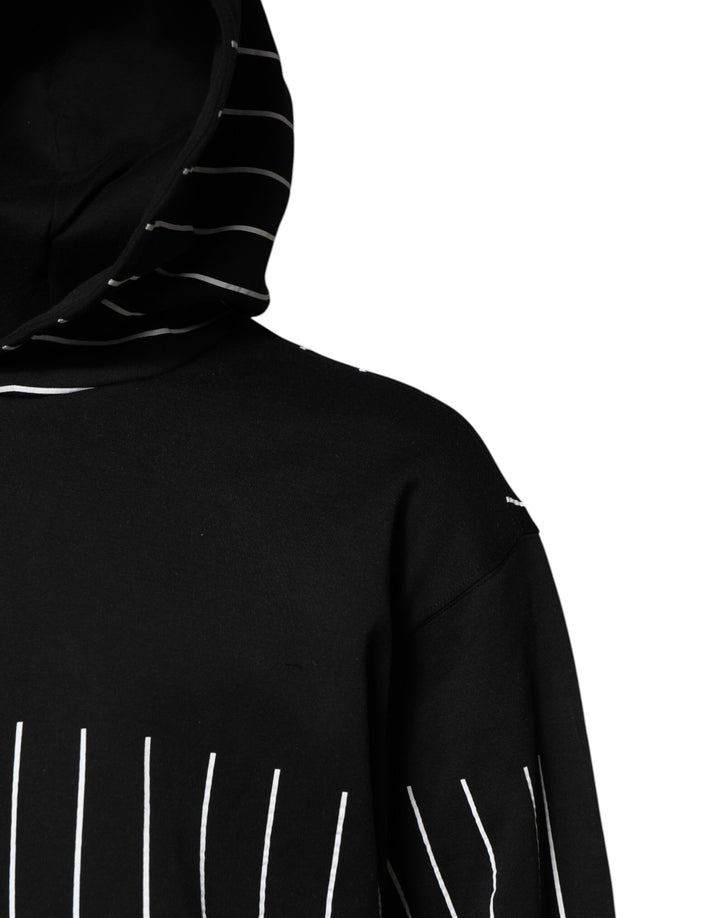 Dolce &amp; Gabbana Black White Stripe Hooded Sweatshirt Sweater