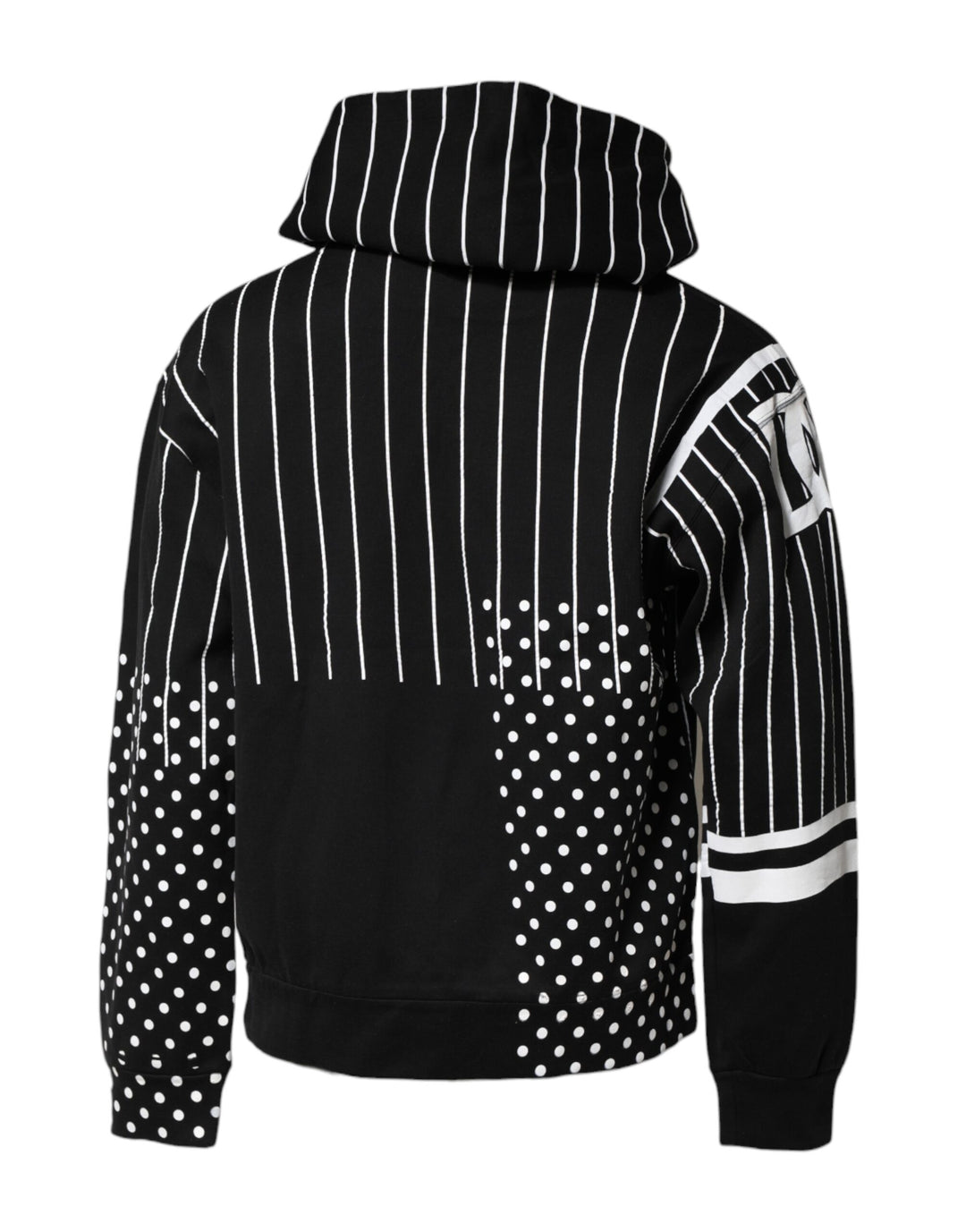 Dolce &amp; Gabbana Black White Stripe Hooded Sweatshirt Sweater