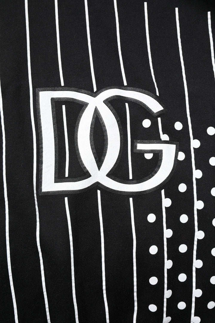 Dolce &amp; Gabbana Black White Stripe Hooded Sweatshirt Sweater