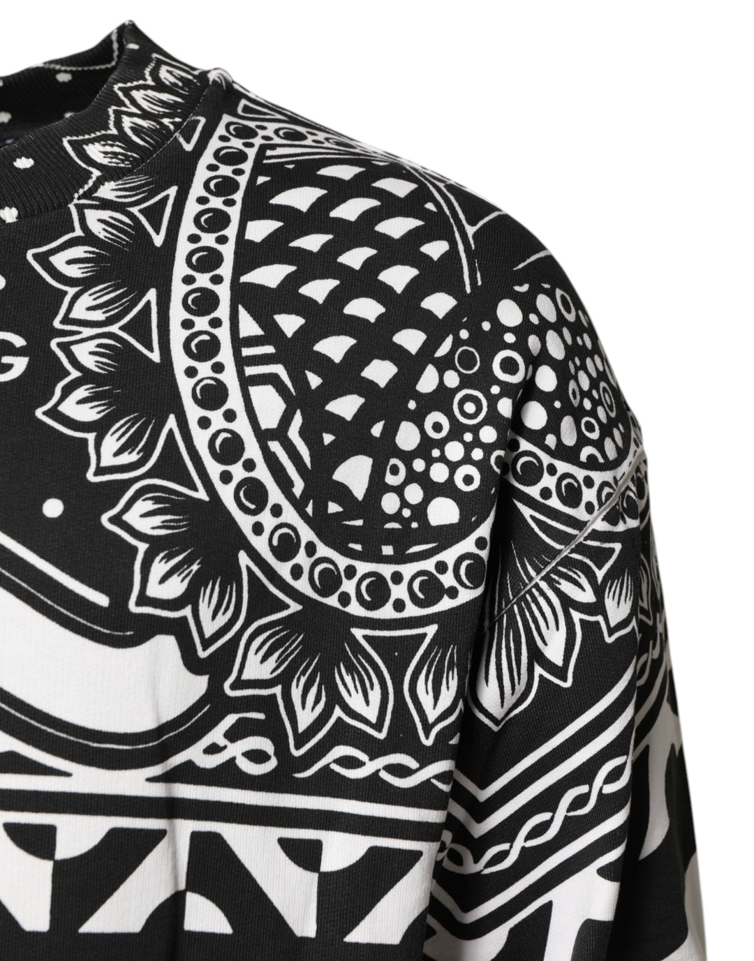 Dolce &amp; Gabbana Black White Bandana Cotton Men Sweatshirt Sweater