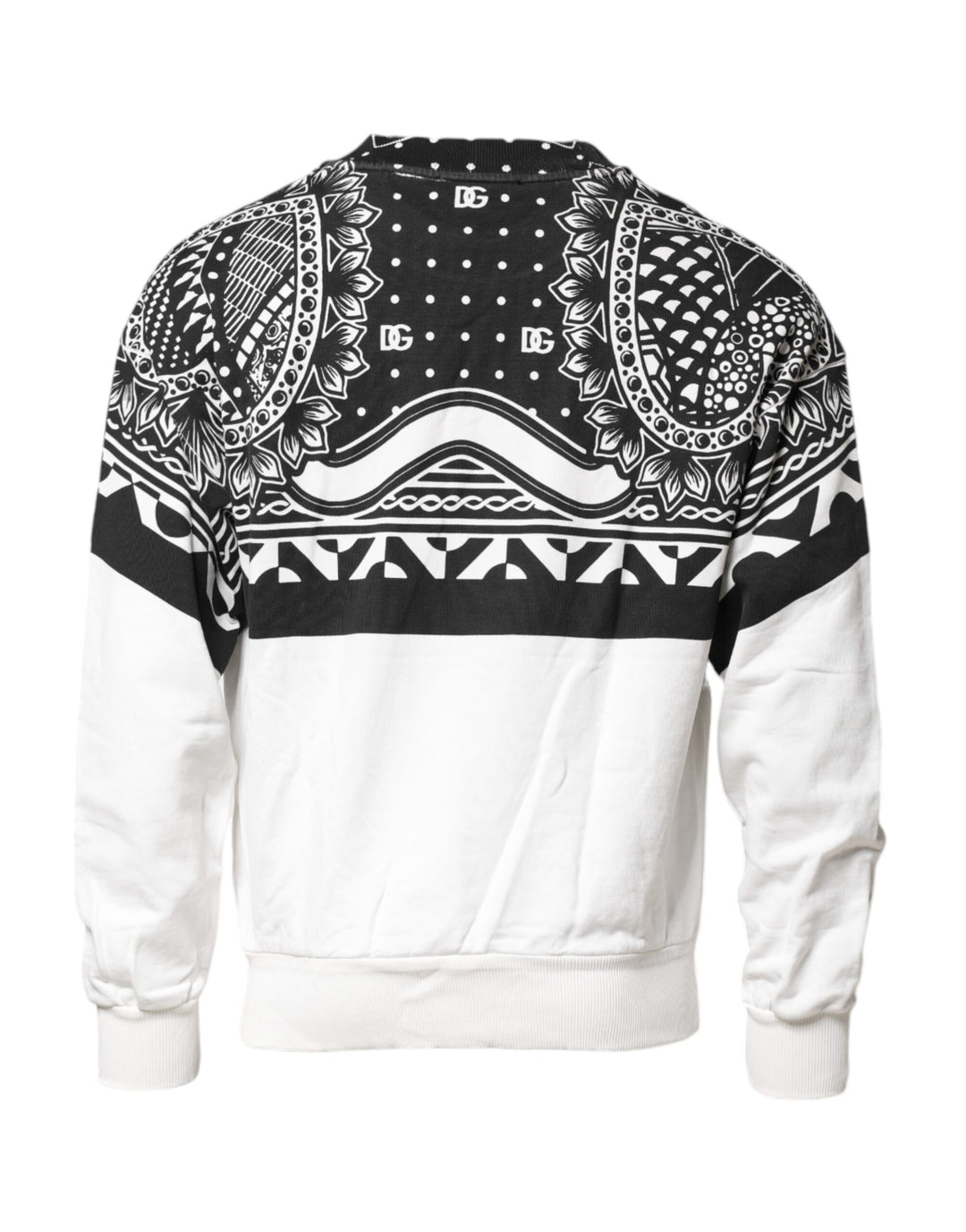 Dolce &amp; Gabbana Black White Bandana Cotton Men Sweatshirt Sweater
