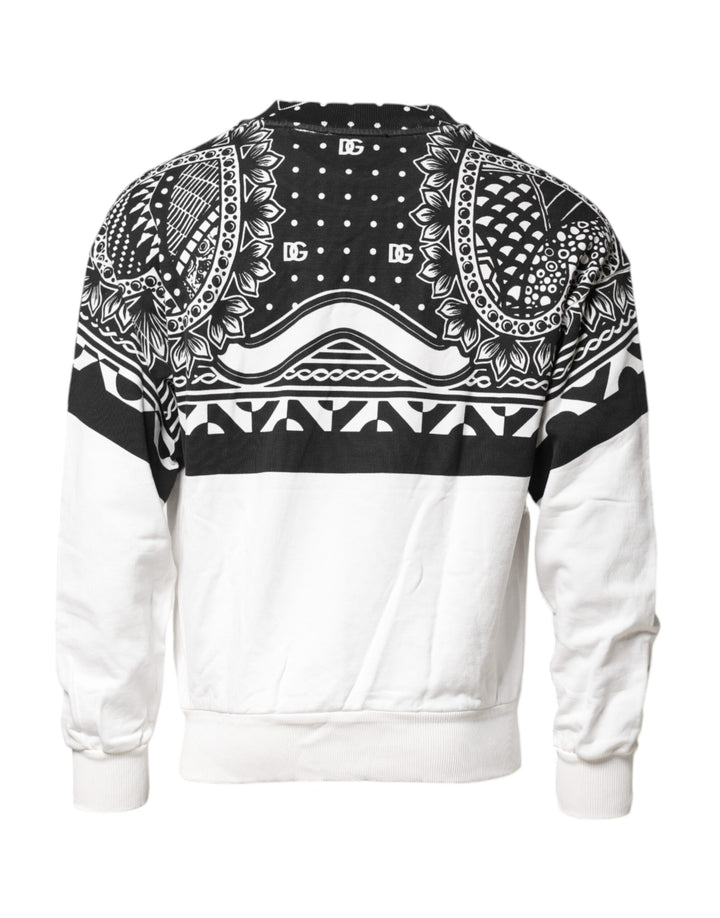 Dolce &amp; Gabbana Black White Bandana Cotton Men Sweatshirt Sweater